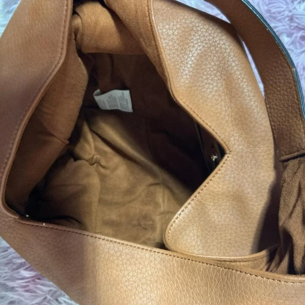 Steve Madden Hobo Bag Brown Faux Leather Shoulder Bag‎ Zip Pocket